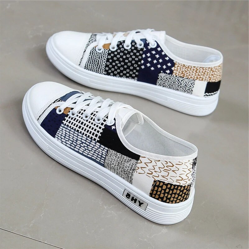 Női cipők Női vászon tornacipők, mind vegyes színű, alkalmi tornacipők, tanulók puha talpú, kényelmes fűzős, friss stílusú lábbelik