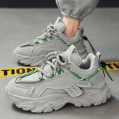 Pantofi de lux pentru bărbați, de lux, la modă, ocazional din piele secundară, respirabil, cu înălțime crescută, cu platformă plată, pantofi de alergare