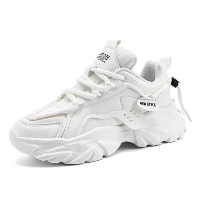 Pantofi de lux pentru bărbați, de lux, la modă, ocazional din piele secundară, respirabil, cu înălțime crescută, cu platformă plată, pantofi de alergare