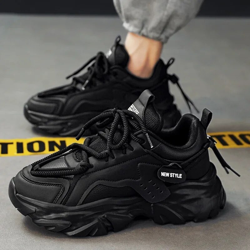 Pantofi de lux pentru bărbați, de lux, la modă, ocazional din piele secundară, respirabil, cu înălțime crescută, cu platformă plată, pantofi de alergare