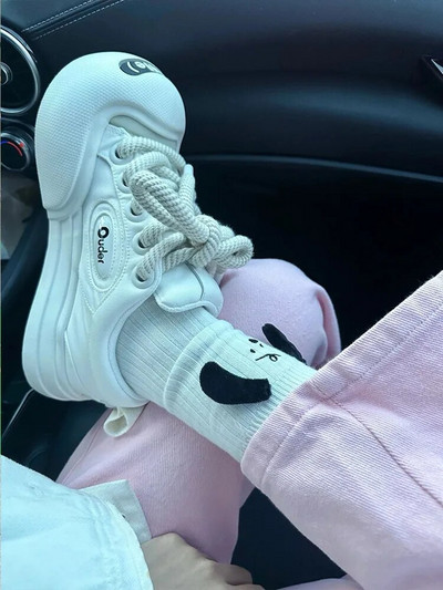 Pantofi de damă cu platformă din piele, ocazional, pantofi grosi pentru damă, 2023, alb, pentru femei, înalți, negri, pantofi cu pană, cu talpă groasă