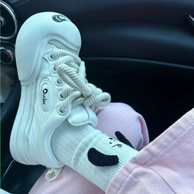 Pantofi de damă cu platformă din piele, ocazional, pantofi grosi pentru damă, 2023, alb, pentru femei, înalți, negri, pantofi cu pană, cu talpă groasă