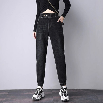 Blugi de jogger de damă, de primăvară, toamnă, ocazional, largi, harem, pantaloni din denim coreeani, drepți, vaqueros, cu talie înaltă, până la gleznă