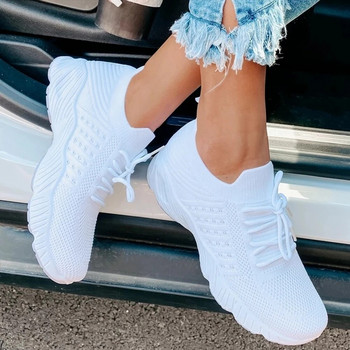 Γυναικεία παπούτσια Sneakers Fashion Lace Up Platform 2022 New Summer Plus Size Flat Mesh Παπούτσια Γυναικεία παπούτσια Vulcanize Zapatos Mujer