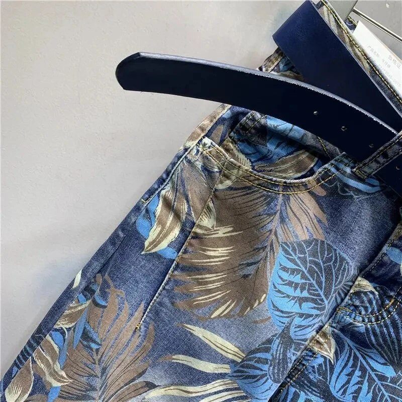 Dámske džínsy s vysokým pásom, veľkou veľkosťou, jarnou a jesennou potlačou, po členky, s vysokým pásom, voľné džínsy