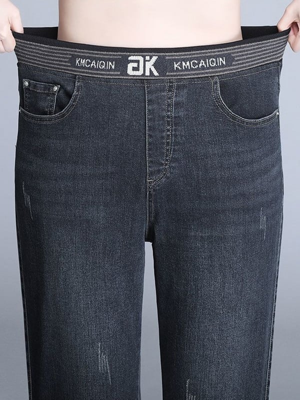 S-4xl Blugi casual de jogger cu talie înaltă elastică Harem Vaqueros de primăvară în stil prietenos Pantaloni din denim Pantaloni largi până la glezne