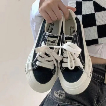 Harajuku Classic Platform Off White Παπούτσια Γυναικεία Παπούτσια Άνοιξη Φθινόπωρο Νέα παντός αντιστοιχίας Μαύρα λευκά παπούτσια καμβά Casual Vulcanize παπούτσι