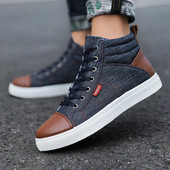 Pantofi casual din denim pentru bărbați pantofi din pânză pantofi lejer respirabil pantofi de bărbați pantofi vulcanizați de vârf înalt pentru bărbați pantofi pentru bărbați