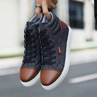 Pantofi casual din denim pentru bărbați pantofi din pânză pantofi lejer respirabil pantofi de bărbați pantofi vulcanizați de vârf înalt pentru bărbați pantofi pentru bărbați