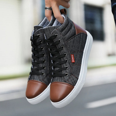 Pantofi casual din denim pentru bărbați pantofi din pânză pantofi lejer respirabil pantofi de bărbați pantofi vulcanizați de vârf înalt pentru bărbați pantofi pentru bărbați