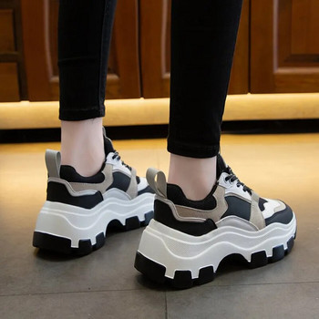 Дамски маратонки Модни масивни обувки Дебела подметка Дамски мрежести обувки с платформа Вулканизирани обувки Ежедневни обувки Бели обувки за ходене