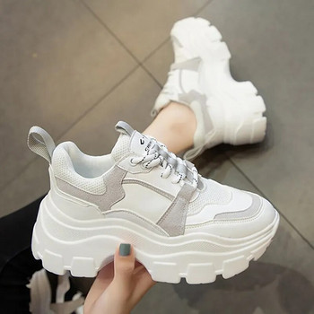 Дамски маратонки Модни масивни обувки Дебела подметка Дамски мрежести обувки с платформа Вулканизирани обувки Ежедневни обувки Бели обувки за ходене