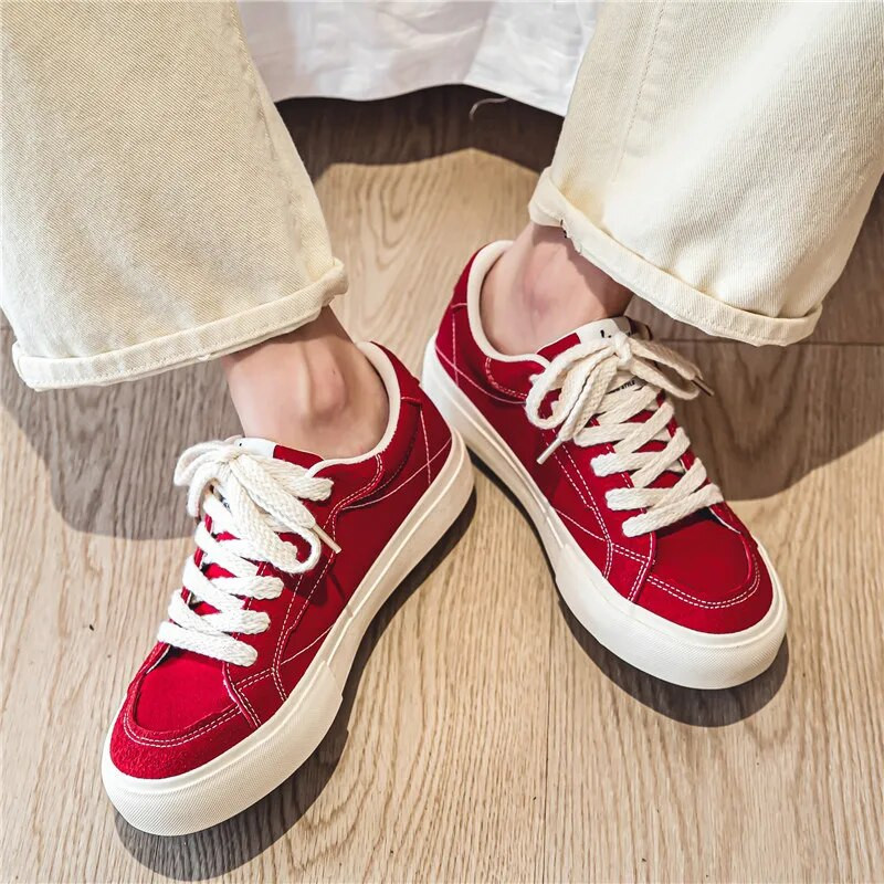 Pánske skateboardové topánky, plátené topánky s hrubým podpätkom na platforme, pohodlné priedušné vulkanizované topánky, ležérne tenisky, študentské topánky