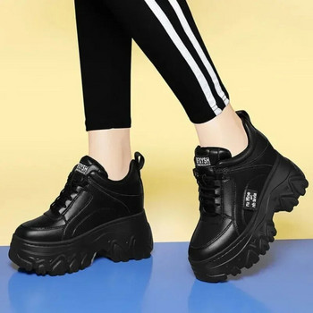 Бели черни масивни маратонки Дамски пролетни есенни дебели долнища Dad Shoes Дамски модни маратонки на платформа от PU кожа Дамски 2024
