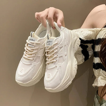 Γυναικεία χοντρά πάνινα παπούτσια με χοντρό κάτω μέρος Κορεάτικη γυναικεία πλατφόρμα Lace Up Αναπνεύσιμη Άνοιξη Φθινόπωρο Γυναικεία Βουλκανιζέ Παπούτσια Zapatos Mujer