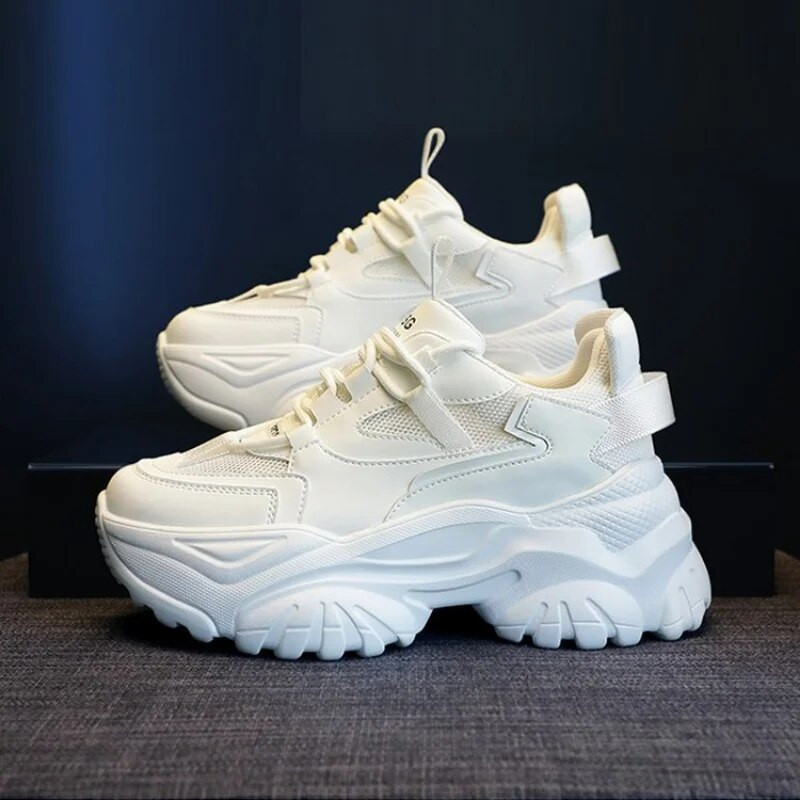 Dámske hrubé podrážky, robustné tenisky, kórejské dámske platformové šnurovacie priedušné jarné jesenné dámske vulkanizované topánky, Zapatos Mujer