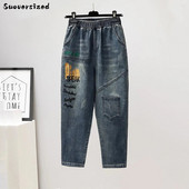 Výšivka zostrihané staré vrecovité džínsy ženy háremové nohavice s vysokým pásom džínsové nohavice vintage capri kórejské vaqueros ležérne pantalon