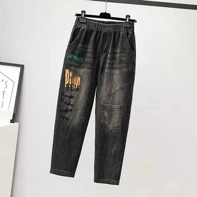 Výšivka zostrihané staré vrecovité džínsy ženy háremové nohavice s vysokým pásom džínsové nohavice vintage capri kórejské vaqueros ležérne pantalon