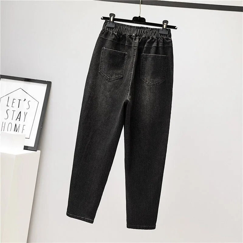 Výšivka zostrihané staré vrecovité džínsy ženy háremové nohavice s vysokým pásom džínsové nohavice vintage capri kórejské vaqueros ležérne pantalon