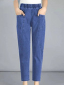 Blugi vintage cu talie înaltă până la glezne Pantaloni harem elastici din denim mărime mare 4XL Mom drepte Vaqueros Casual Baggy Spodnie