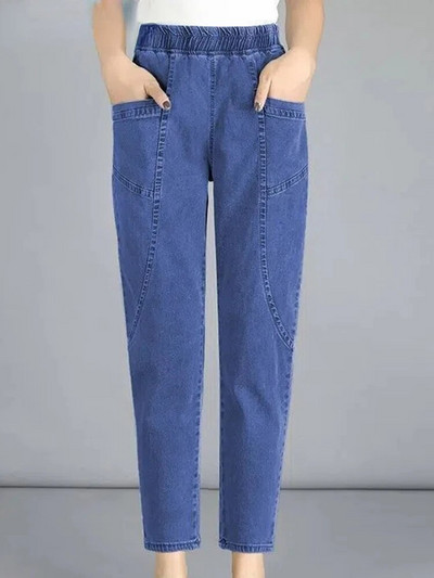 Blugi vintage cu talie înaltă până la glezne Pantaloni harem elastici din denim mărime mare 4XL Mom drepte Vaqueros Casual Baggy Spodnie