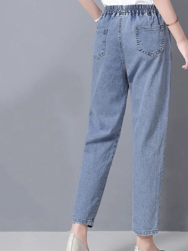 Blugi vintage cu talie înaltă până la glezne Pantaloni harem elastici din denim mărime mare 4XL Mom drepte Vaqueros Casual Baggy Spodnie