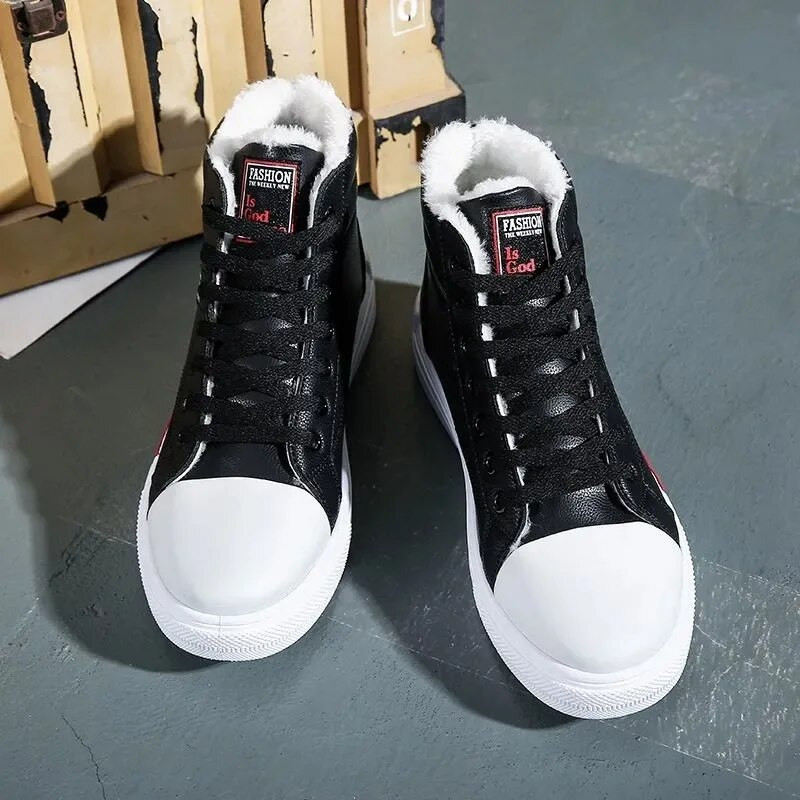 Pantofi albi hip hop pentru bărbați pantofi de iarnă din piele înalți pantofi pentru bărbați impermeabili pentru bărbați, adolescenți, băieți, pantofi sport de modă