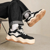 Pantofi cu platformă pentru bărbați 2023, vara, pantofi casual din pânză, cu șireturi, pentru bărbați, pantofi sport grosi, la modă