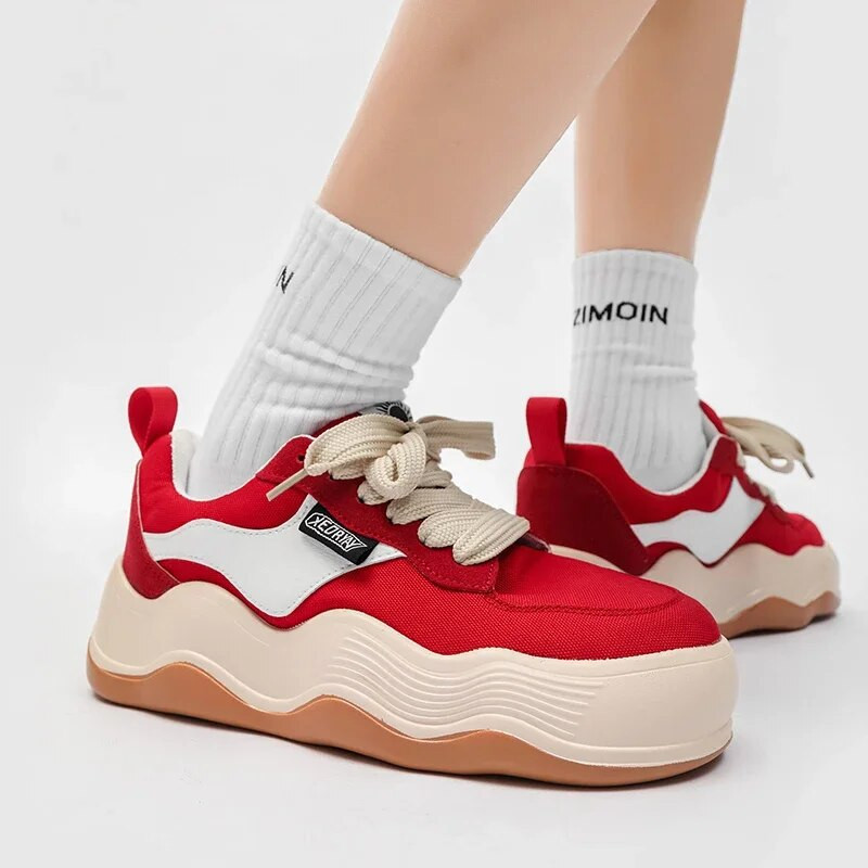 Pantofi cu platformă pentru bărbați 2023, vara, pantofi casual din pânză, cu șireturi, pentru bărbați, pantofi sport grosi, la modă