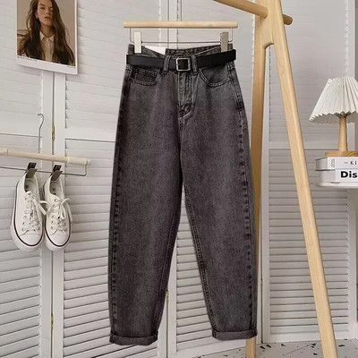 Blugi pentru mamă de damă, cu centură, pentru femei, ocazional, îmbrăcăminte de stradă, antrenament, harem, prieten, talie înaltă, pantaloni din denim pentru femei, pantaloni asortați
