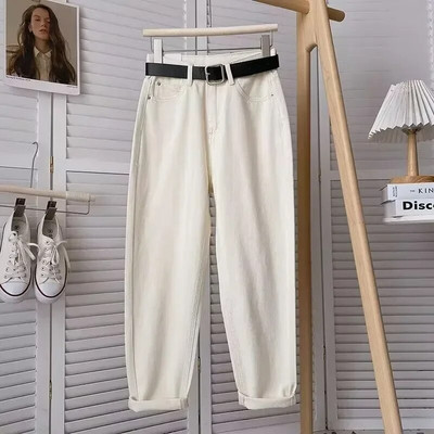 Blugi pentru mamă de damă, cu centură, pentru femei, ocazional, îmbrăcăminte de stradă, antrenament, harem, prieten, talie înaltă, pantaloni din denim pentru femei, pantaloni asortați