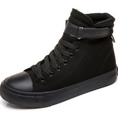 Pánske plátené topánky s vysokým pásom, módne tenisky na šnurovanie, ležérne pánske tenisky so suchým zipsom