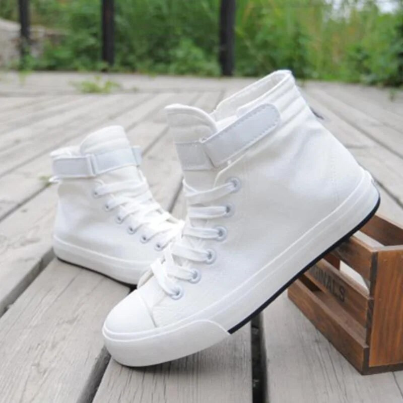 Pánske plátené topánky s vysokým pásom, módne tenisky na šnurovanie, ležérne pánske tenisky so suchým zipsom