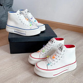 Jesenné nové módne topánky s hrubou podrážkou a vysokým pásom, okrúhle tenisky so šnurovaním, ležérne tenisky, bežecké topánky, dámske topánky