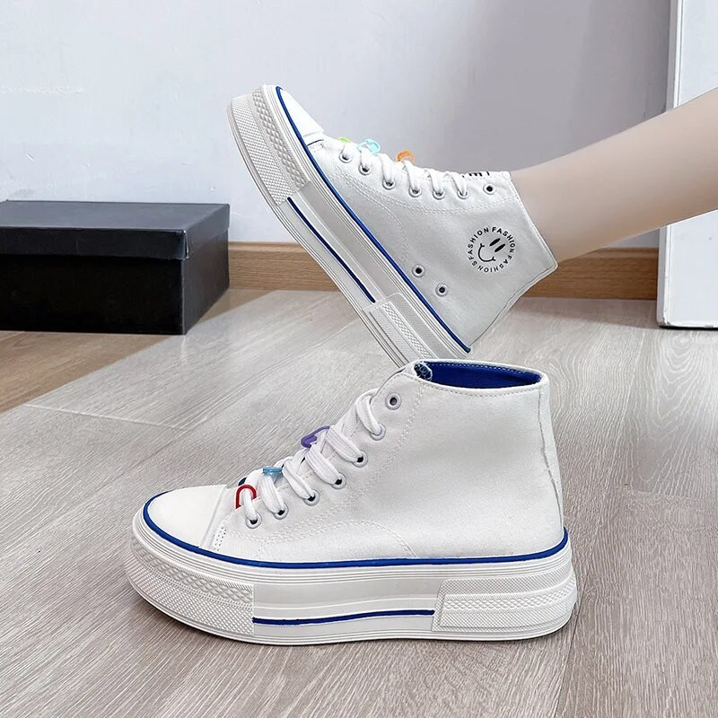 Jesenné nové módne topánky s hrubou podrážkou a vysokým pásom, okrúhle tenisky so šnurovaním, ležérne tenisky, bežecké topánky, dámske topánky