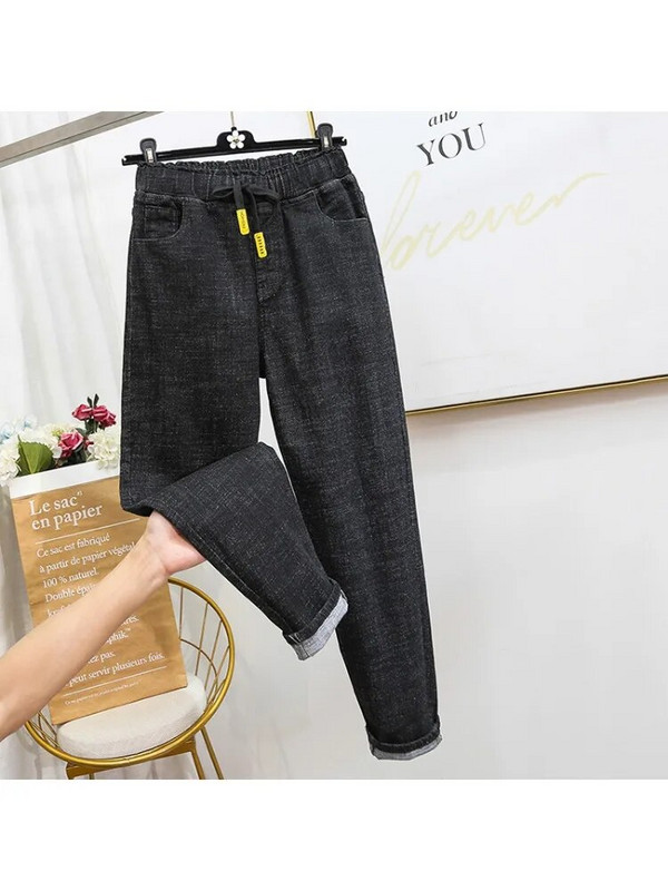 Dámske voľné džínsy s vysokým pásom, nadrozmerné 5xl, vrecovité háremové džínsy, kórejské ležérne nohavice, capri nohavice