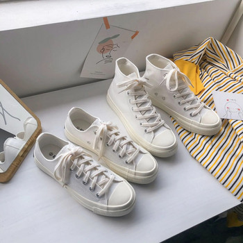 Изцяло бели платнени обувки Дамски летни нови студентски корейска версия на Ulzzang Harajuku Дишащи удобни обувки Tide