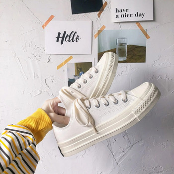 Изцяло бели платнени обувки Дамски летни нови студентски корейска версия на Ulzzang Harajuku Дишащи удобни обувки Tide