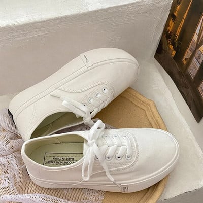 Dámske nízke plátené topánky jar/leto pouličná móda šnurovacie ploché vulkanizované tenisky dizajnérske ležérne bežecké športové topánky