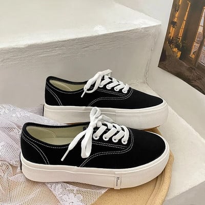 Dámske nízke plátené topánky jar/leto pouličná móda šnurovacie ploché vulkanizované tenisky dizajnérske ležérne bežecké športové topánky