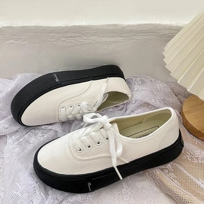 Dámske nízke plátené topánky jar/leto pouličná móda šnurovacie ploché vulkanizované tenisky dizajnérske ležérne bežecké športové topánky