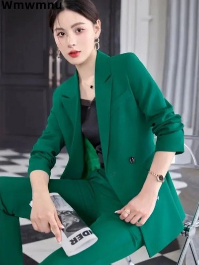 Blazer elegant coreean 2 piese Seturi de primăvară, toamnă, ținute șic pentru femei, 2023, pentru birou, cu mâneci lungi, jachete, costume