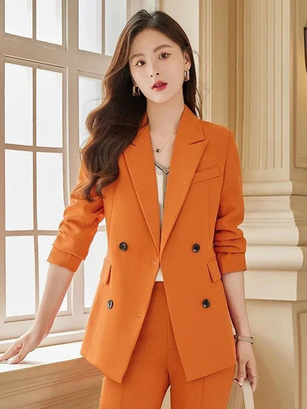 Blazer elegant coreean 2 piese Seturi de primăvară, toamnă, ținute șic pentru femei, 2023, pentru birou, cu mâneci lungi, jachete, costume