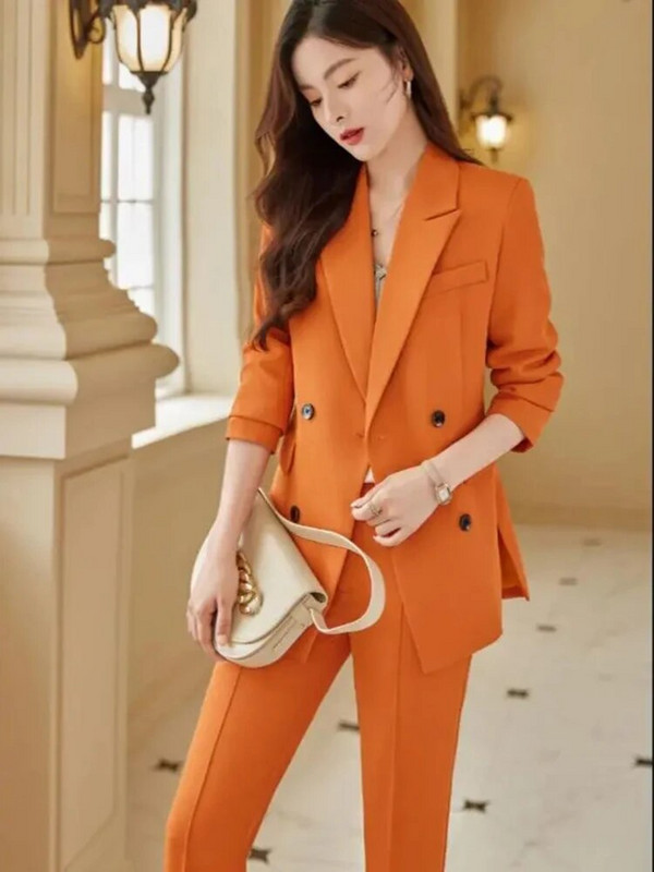 Blazer elegant coreean 2 piese Seturi de primăvară, toamnă, ținute șic pentru femei, 2023, pentru birou, cu mâneci lungi, jachete, costume