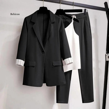 Γυναικείο κοστούμι Blazer για Άνοιξη Φθινοπωρινό Lady Blazer Jacket +Μακρύ παντελόνι Γυναικείο Εξωτερικό Κομψό Γυναικείο Παλτό M-4XL
