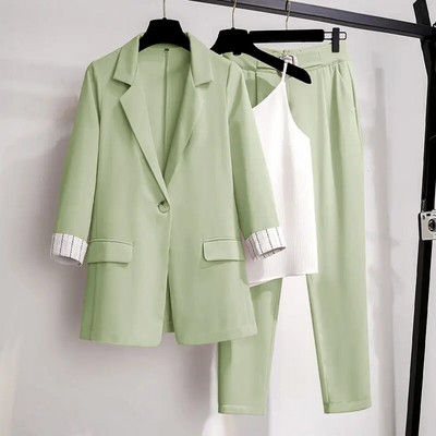 Costum blazer pentru femei, pentru primăvară, toamnă, jachetă pentru damă + pantalon lung, îmbrăcăminte exterioară pentru femei, haină elegantă pentru damă M-4XL