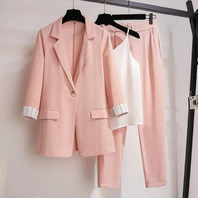 Costum blazer pentru femei, pentru primăvară, toamnă, jachetă pentru damă + pantalon lung, îmbrăcăminte exterioară pentru femei, haină elegantă pentru damă M-4XL