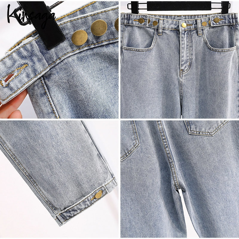 Blugi harem albaștri cu talie reglabilă Mom Capris Femei 5xl Harajuku Pantaloni largi până la gleznă Pantaloni vintage cu nap perfecti