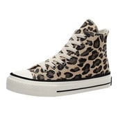 Jarná jeseň Móda Dámske Leopard Plátenné Topánky High Top Šnurovacie Ležérne Tenisky Študentky Telocvičňa Chôdza Jogging Streetwear