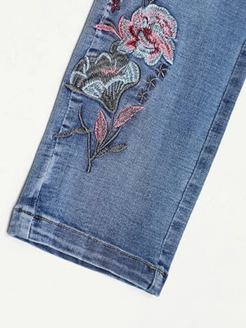 Ежедневни дънки с капри с висока талия и бродерия Голям размер 6xl Strecth Skinny Pencil Denim Pants Vintage New Woman Summer Vaqueros